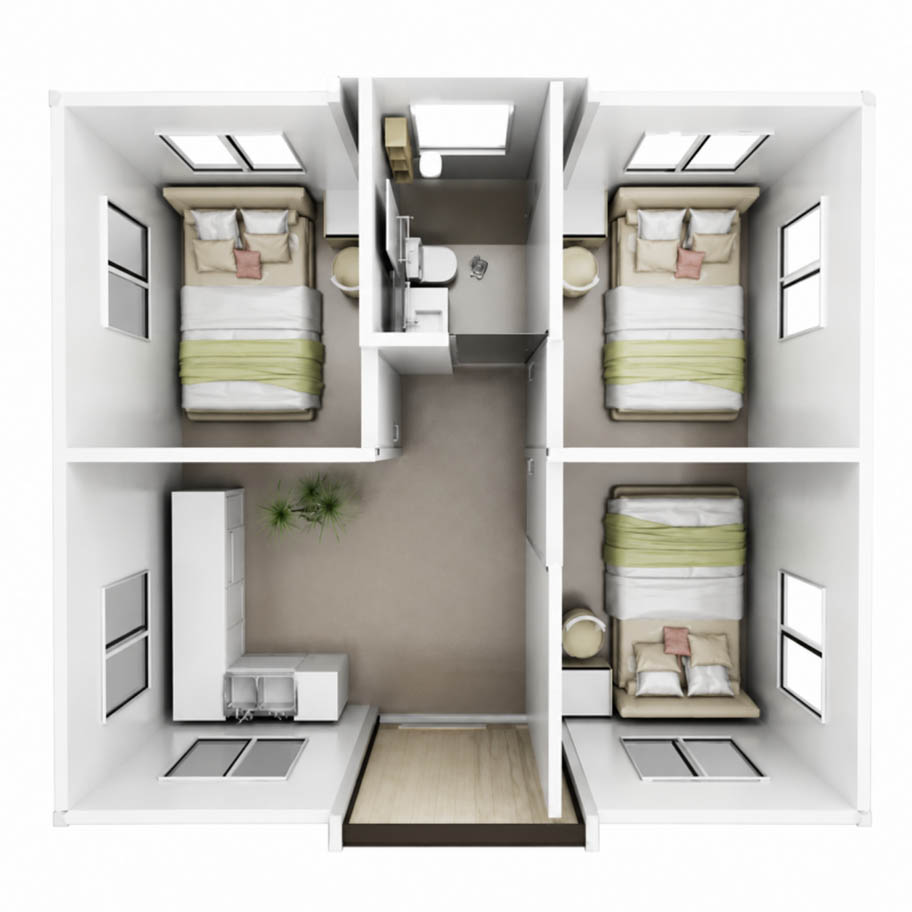 beixing 20ft-3-Bedrooms-tiny-house
